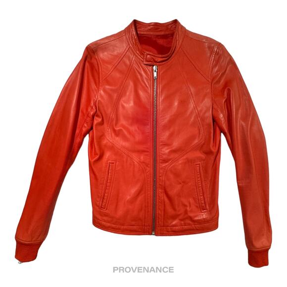 🔴 Rick Owens Walrus Intarsia Leather Jacket - 50 Red - Picture 1 of 16